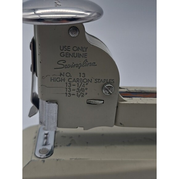 Vintage Swingline No 13 High Carbon Stapler Beige Heavy Duty Steel Made In USA - Picture 9 of 12